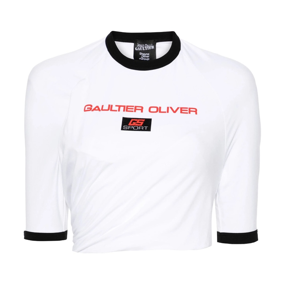 Jean Paul Gaultier White and Black Crop Top